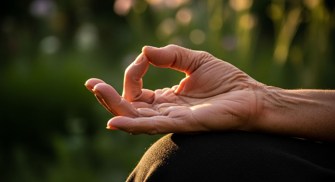 Hands in meditation mudra position